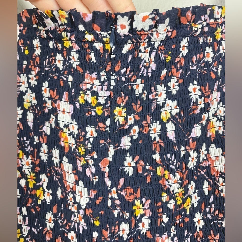 Ann Taylor Women's 4 PETITE Floral Smocked Maxi Dress Puff Sleeve Tiered Ruffle - Picture 12 of 16